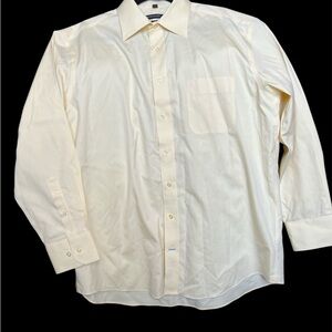 Leo Chevalier Yellow Long-Sleeve Dress Shirt 16.5” 100% cotton no iron